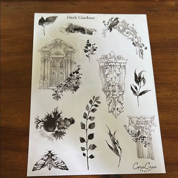 Cora Crea crafts Dark Garden Sticker Set bundle of 3 sheets - Picture 4 of 4